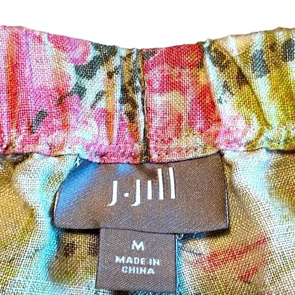 J. Jill linen floral print ankle or crop pants in pink, green, and beige size M - Picture 7 of 10